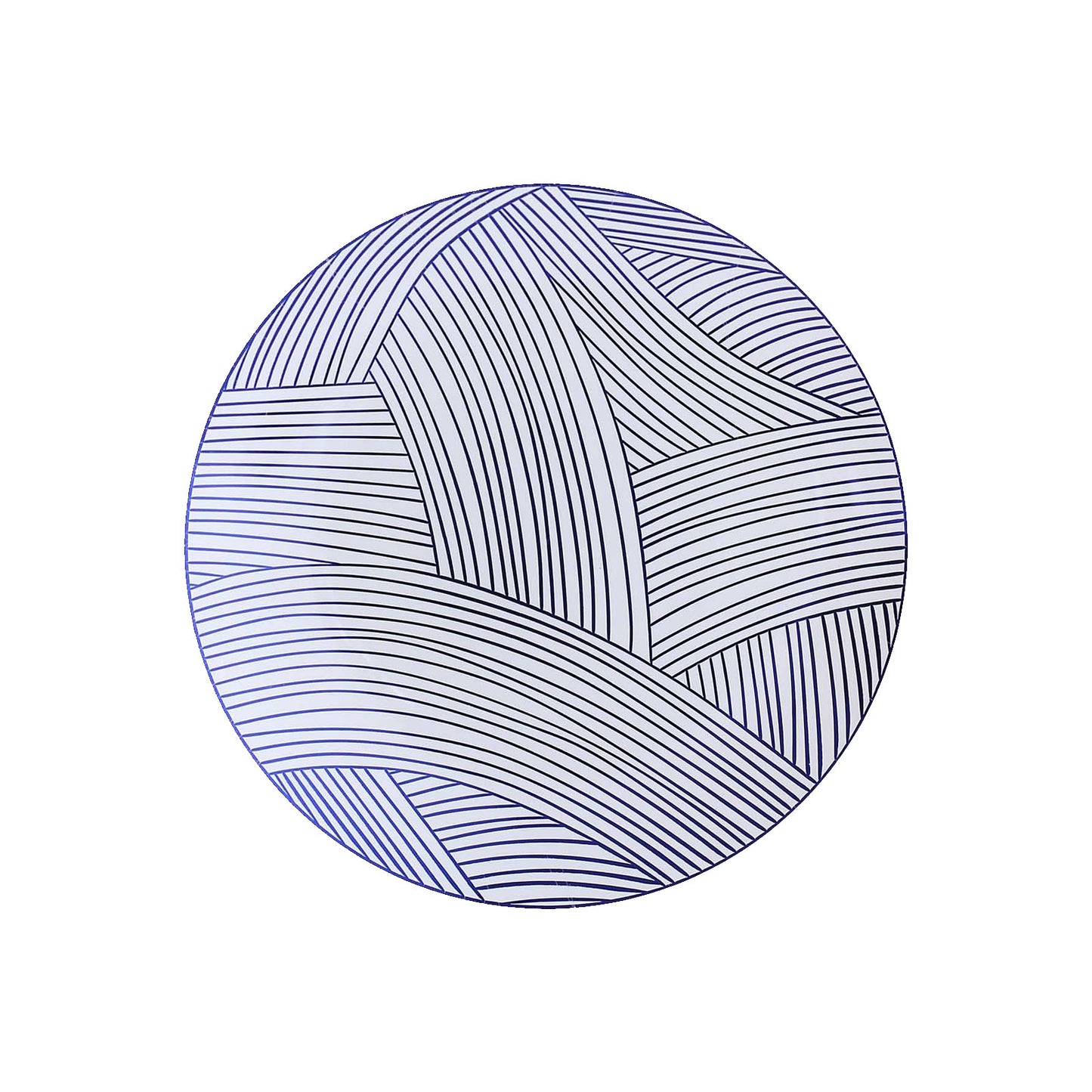 10 Pack White Blue Wave Brush Stroked Disposable Salad Plates, Round Plastic Appetizer Dessert Plates - 7"