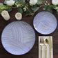 10 Pack White Blue Wave Brush Stroked Disposable Salad Plates, Round Plastic Appetizer Dessert Plates - 7"