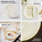 10 Pack | 10" White / Gold Wave Brush Stroked Disposable Dinner Plates, Plastic Party Plates