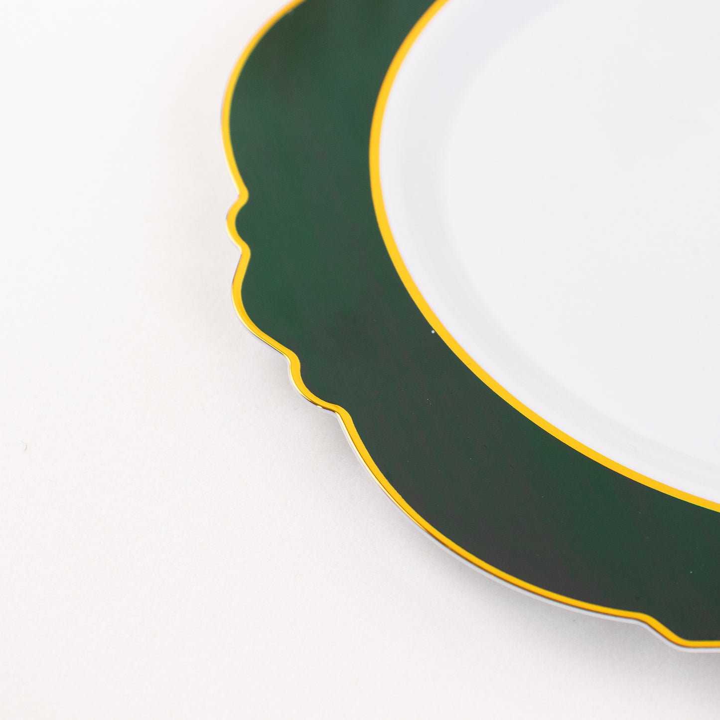 8" Hunter Emerald Green Disposable Salad Plate with Gold Rim