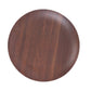 Rustic brown round melamine dinner plate with wood grain finish.