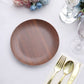Rustic brown melamine salad plate with wood grain design.