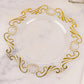 10 Pack Clear Gold European Style Disposable Dinner Plates With Scalloped Rim, Vintage Baroque Plastic Party Plates - 10"