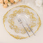 10 Pack Clear Gold European Style Disposable Salad Plates With Scalloped Rim, Vintage Baroque Plastic Appetizer Dessert Plates - 8"