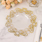 10 Pack Clear Gold European Style Disposable Salad Plates With Scalloped Rim, Vintage Baroque Plastic Appetizer Dessert Plates - 8"