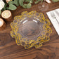10 Pack Clear Gold European Style Disposable Salad Plates With Scalloped Rim, Vintage Baroque Plastic Appetizer Dessert Plates - 8"