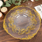 10 Pack Clear Gold European Style Disposable Salad Plates With Scalloped Rim, Vintage Baroque Plastic Appetizer Dessert Plates - 8"