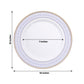 10 Pack White Renaissance Disposable Dinner Plates With Gold Navy Blue Chord Rim, Plastic Party Plates - 10"