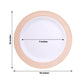 10 Pack White Disposable Party Plates With Blush Rose Gold Spiral Rim, 10" Round Plastic Dinner Plates