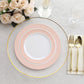 10 Pack White Disposable Party Plates With Blush Rose Gold Spiral Rim, 10" Round Plastic Dinner Plates