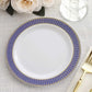 10 Pack White Disposable Party Plates With Navy Blue Gold Spiral Rim, 10" Round Plastic Dinner Plates