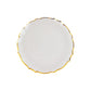 10 Pack 10" Clear Sunflower Disposable Dinner Plates with Gold Scalloped Rim, Round Plastic Party Plates
