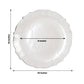 10-Pack Plastic 10" Round Dinner Plates in Pearl White Sunflower with Silver Scalloped Rim - Disposable Party Plates for Classy Events & Banquets