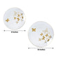 Clear gold butterfly plastic plates, round disposable dinner and salad plates.