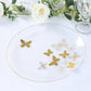 Clear gold butterfly disposable plate with elegant gold rim design.