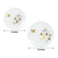 Set of 20 white gold butterfly plates, round disposable dinner and salad plates.
