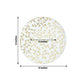 White round plastic dessert plate with gold leaf design, 8 inches.