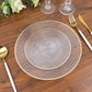 20-Pack Round Clear Plastic Dinner Plates – 10" Radial Diamond-Cut Pattern Gold Rim Party Plates, Durable Disposable Tableware