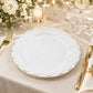 20 Pack White Plastic Dinner Plates, 10" Round with Gold Interlocking Chain Rim - Disposable Party P