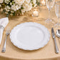 20 Pack White Plastic Dinner Plates, 10" Round with Silver Interlocking Chain Rim - Disposable Party
