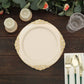 10 Pack 10" Ivory Plastic Party Plates With Gold Leaf Embossed Baroque Rim, Round Disposable Dinner Plates