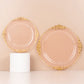 10 Pack 10" Transparent Blush Plastic Party Plates With Gold Leaf Embossed Baroque Rim, Round Disposable Dinner Plates