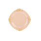 10 Pack 10" Transparent Blush Plastic Party Plates With Gold Leaf Embossed Baroque Rim, Round Disposable Dinner Plates