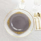 10 Pack Transparent Black Disposable Party Plates with Gold Leaf Embossed Baroque Rim, Round Plastic Dinner Plates - 10"