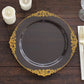 10 Pack Transparent Black Disposable Party Plates with Gold Leaf Embossed Baroque Rim, Round Plastic Dinner Plates - 10"