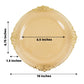 10 Pack Transparent Amber Gold Plastic Party Plates With Gold Leaf Embossed Baroque Rim, 10" Round Disposable Dinner Plates