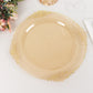 10 Pack Transparent Amber Gold Plastic Party Plates With Gold Leaf Embossed Baroque Rim, 10" Round Disposable Dinner Plates