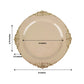 10 Pack 8" Taupe Plastic Salad Plates With Gold Leaf Embossed Baroque Rim, Round Disposable Appetizer Dessert Plates
