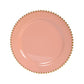 10-Pack Plastic 10" Round Dinner Plates in Dusty Rose with Gold Beaded Rim - Disposable Party Plates for Banquets & Festive Occasions
