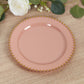10-Pack Plastic 10" Round Dinner Plates in Dusty Rose with Gold Beaded Rim - Disposable Party Plates for Banquets & Festive Occasions