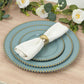 10-Pack Plastic 10" Round Dinner Plates in Dusty Blue with Gold Beaded Rim - Disposable Party Plates for Banquets & Festive Occasions