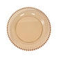 10-Pack Plastic 10" Round Dinner Plates in Amber Gold with Beaded Rim - Disposable Party Plates for Banquets & Festive Occasions