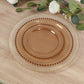 10-Pack Plastic 10" Round Dinner Plates in Amber Gold with Beaded Rim - Disposable Party Plates for Banquets & Festive Occasions