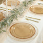 10-Pack Plastic 10" Round Dinner Plates in Amber Gold with Beaded Rim - Disposable Party Plates for Banquets & Festive Occasions