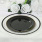 10-Pack Plastic 10" Round Dinner Plates in Black with Gold Beaded Rim - Disposable Party Plates for Banquets & Festive Occasions