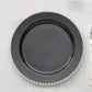 10-Pack Plastic 10" Round Dinner Plates in Black with Silver Beaded Rim - Disposable Party Plates for Banquets & Festive Occasions