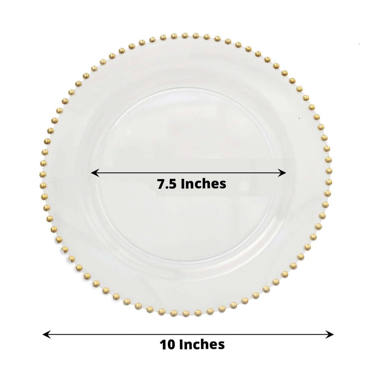Clear Round Dinner Plates With Gold Beaded Rim Style Made Of Hard Plastic 10 Inches