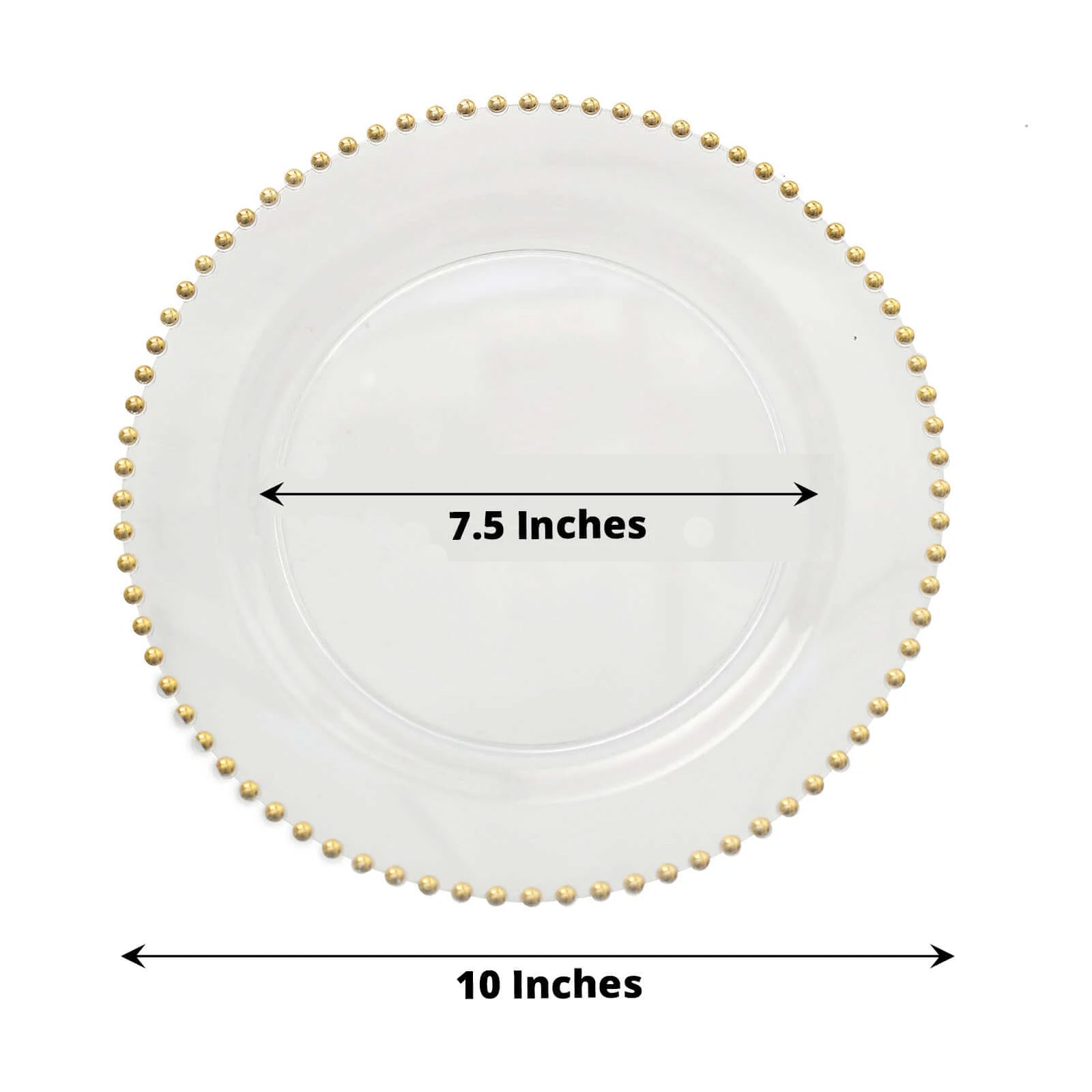 Clear Round Dinner Plates With Gold Beaded Rim Style Made Of Hard Plastic 10 Inches