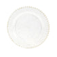 10-Pack Plastic 10" Round Dinner Plates in Clear Gold Glittered with Beaded Rim - Disposable Party Plates for Banquets & Festive Occasions