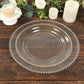 10-Pack Plastic 10" Round Dinner Plates in Clear Gold Glittered with Beaded Rim - Disposable Party Plates for Banquets & Festive Occasions