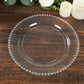 10-Pack Plastic 10" Round Dinner Plates in Clear Silver Glittered with Beaded Rim - Disposable Party Plates for Banquets & Festive Occasions