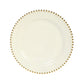 10-Pack Plastic 10" Round Dinner Plates in Ivory with Gold Beaded Rim - Disposable Party Plates for Banquets & Festive Occasions