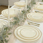 10-Pack Plastic 10" Round Dinner Plates in Ivory with Gold Beaded Rim - Disposable Party Plates for Banquets & Festive Occasions