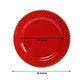 10-Pack Plastic 10" Round Dinner Plates in Red with Gold Beaded Rim - Disposable Party Plates for Banquets & Festive Occasions