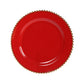 10-Pack Plastic 10" Round Dinner Plates in Red with Gold Beaded Rim - Disposable Party Plates for Banquets & Festive Occasions
