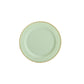10-Pack Plastic 10" Round Dinner Plates in Sage Green with Gold Beaded Rim - Disposable Party Plates for Banquets & Festive Occasions